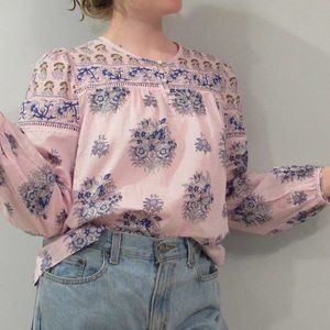 Point Sur Block Print Botanical Blouse